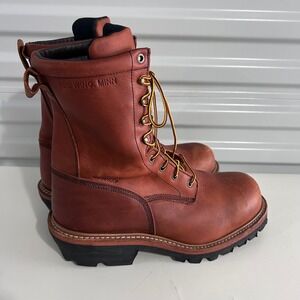 Red Wing 217 Mens Logger max Boots Brown Leather Waterproof EH Rated Size 12 H